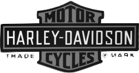 Harley-Davidson logo commerce et marque noir, blanc et gris.