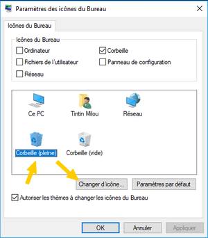 Capture d'écran #4 pour changer l'icône de la corbeille de Windows 10.