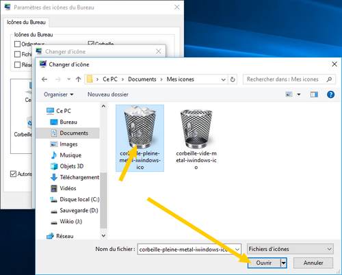 Capture d'écran #6 pour changer l'icône de la corbeille de Windows 10.