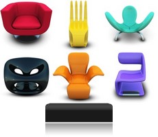 Icones de bureau, chaises ou fauteuils de couleur gratuites.