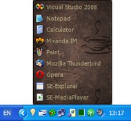 screenshot SE-TrayMenu lanceur application.