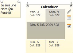 Screenshot Agenda calendrier et Post-it.