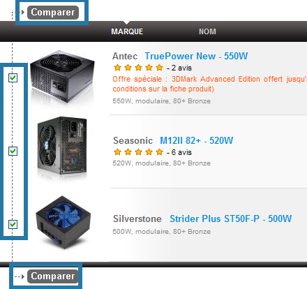 Comparaison alimentation PC.