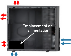 A�ration et ventilation boitier PC et emplacement bas boitier alimentation.