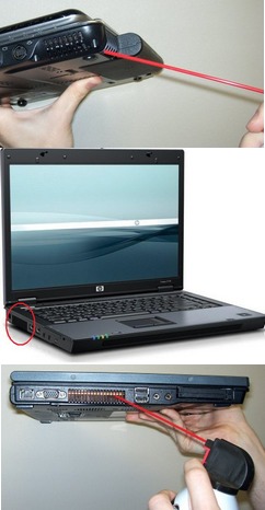Illustration Fig.2,3 et 4. Enlever la poussière de son ordinateur portable sans l'ouvrir.