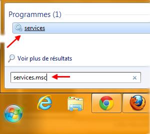 icone services.msc dans menu dmarrer Windows 7