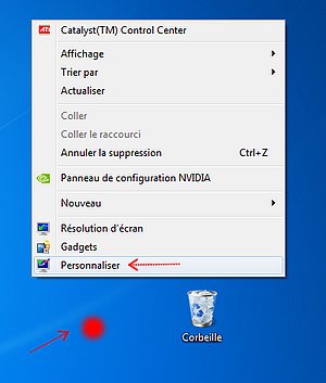 clic droit bureau Windows 7 et sur personnaliser.