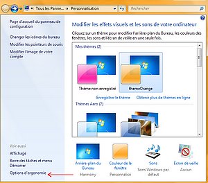 Personnalisation et options d'ergonomie.