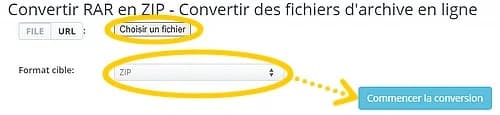 Interface de conversion de fichier pour le site Web Aconvert