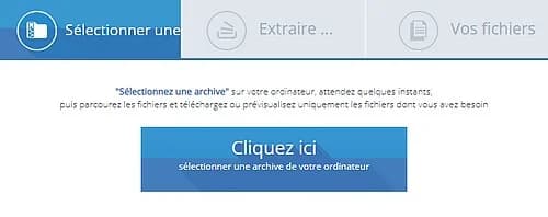 Interface de décompression de fichier pour le site Web B1 Online archiver