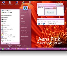 Sreenshot Theme XP rose Aero Pink.