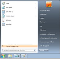 Menu demarrer windows 7.