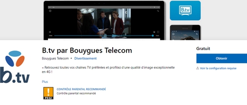 Application B.TV Bouygues sur Microsoft Store
