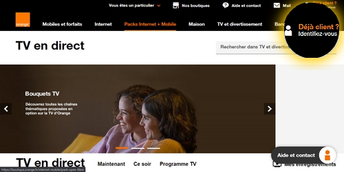 page d'accueil TV Orange