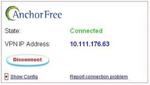 Screenshot du logiciel wifi Hotspot Shield.