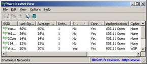 screenshot WirelessNetView.